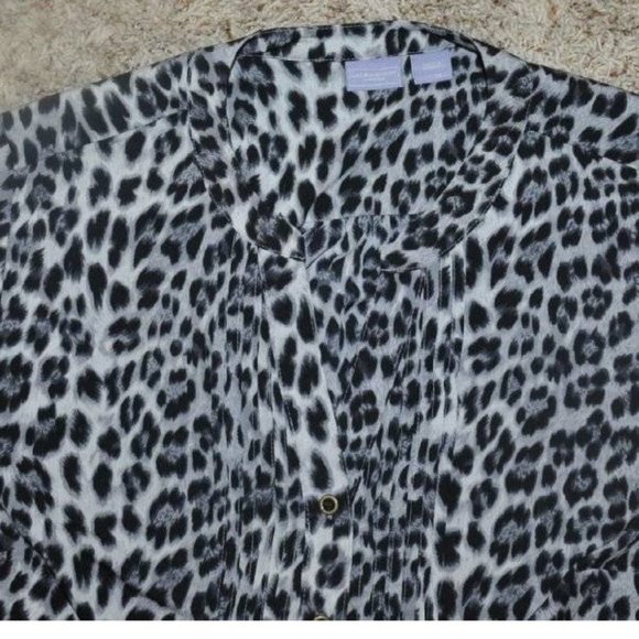Womens Blouse 14/16W Brown Leopard Long Sleeve Button Front Top Plus Laura Scott - Picture 4 of 6